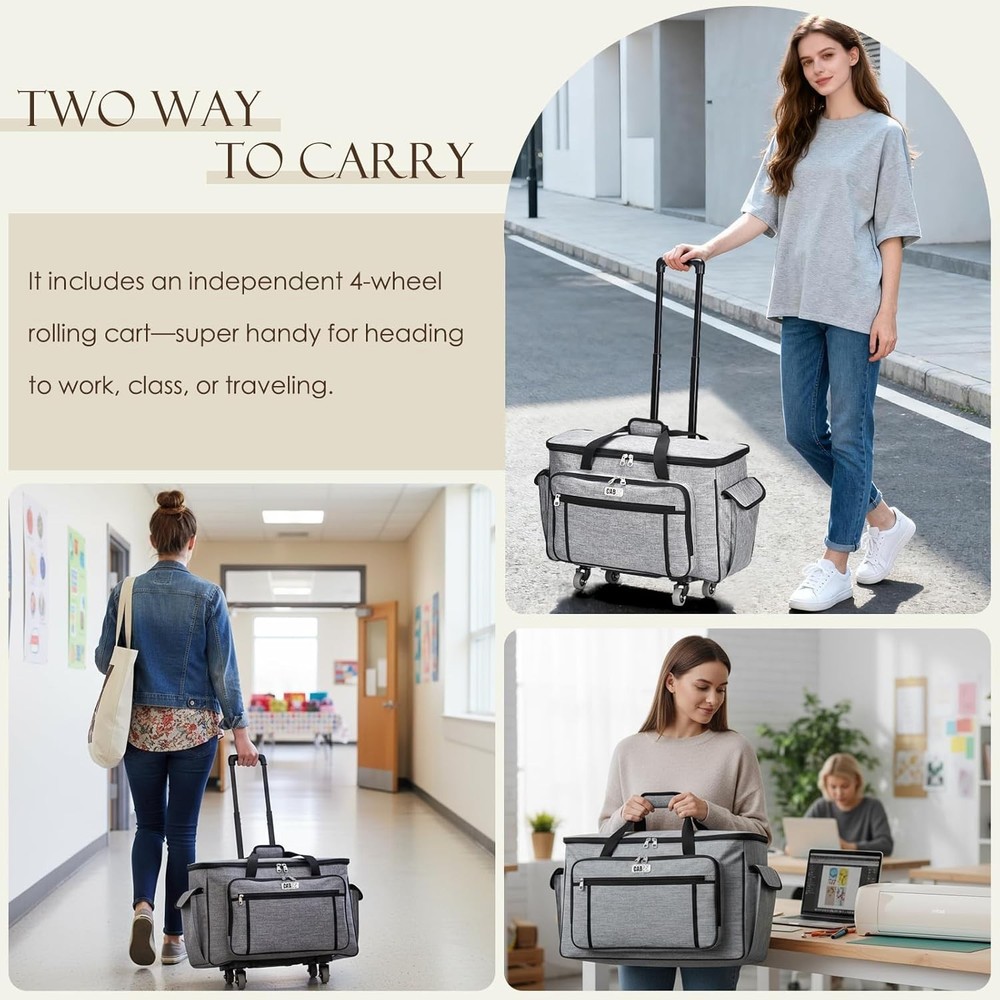 Rolling Carrying Case for Cricut Maker 3/Maker 4/Maker/Explore 4/Explore 3/Ex...