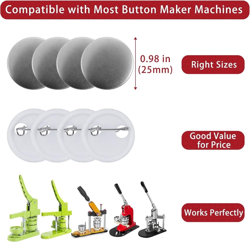 Affordable 200 Sets Button Maker Supplies - 0.98 inch Personalization Kit