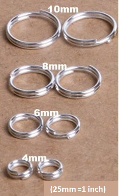 Jump rings DOUBLE split 4mm 6mm 8mm 10mm bronze, gunmetal, gold or silver tone