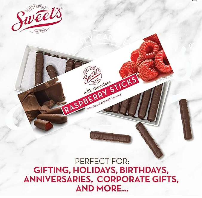 Sweet's Candy Milk Chocolate Raspberry Sticks - 10.5 oz