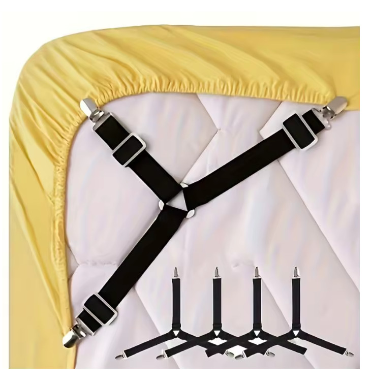 4PCS Bed Sheet Clips Anti Slip Adjustable Straps for Sheets Tablecloth
