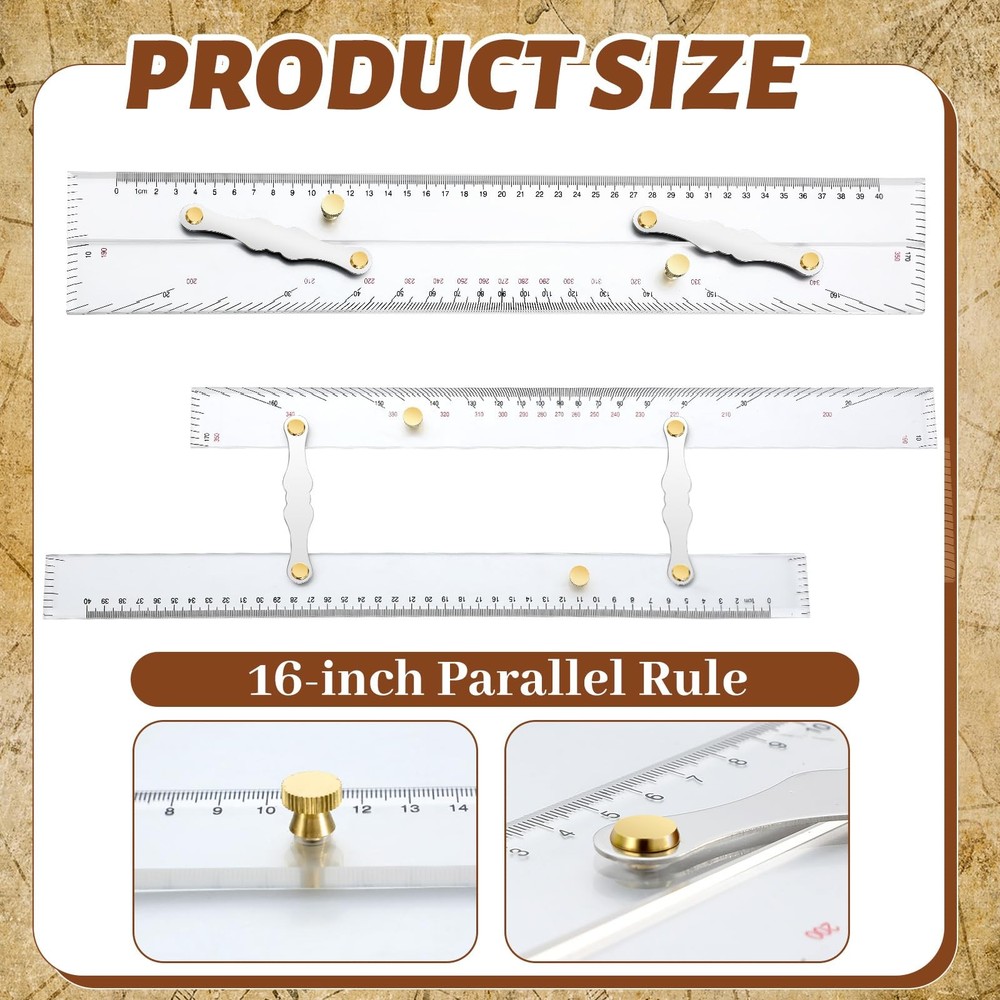 3 Pcs Navigation Kit, Basic Navigation Set Include 18" Parallel Ruler with Cl...
