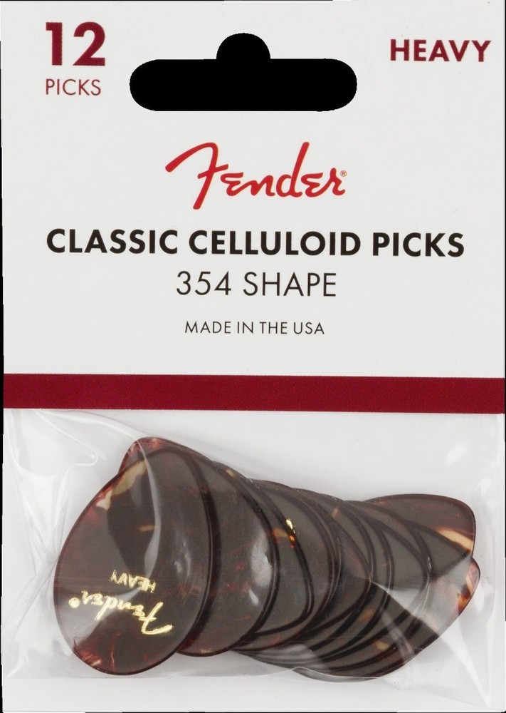Fender 354 Classic Celluloid Guitar Picks - SHELL, HEAVY - 12-Pack (1 Dozen)