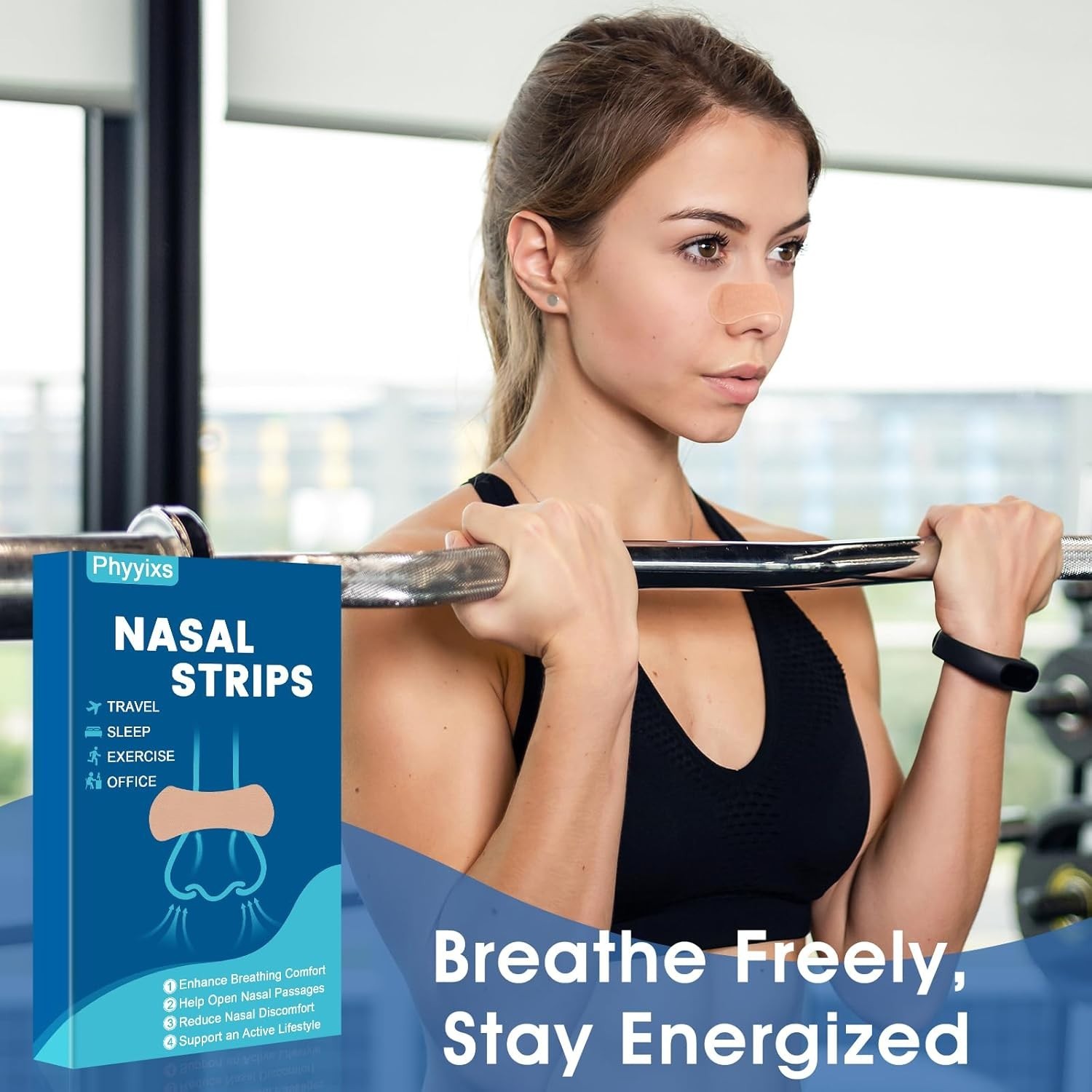 70 Pcs Nasal Strips，Extra Strength, Sweat-Proof Adhesive Performance Nose Strips