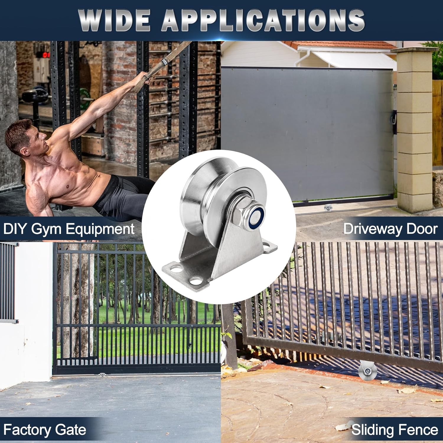 2.36'' 304 Stainless Steel V Groove Pulley Rope Cable Wire Pulley w/ Holes