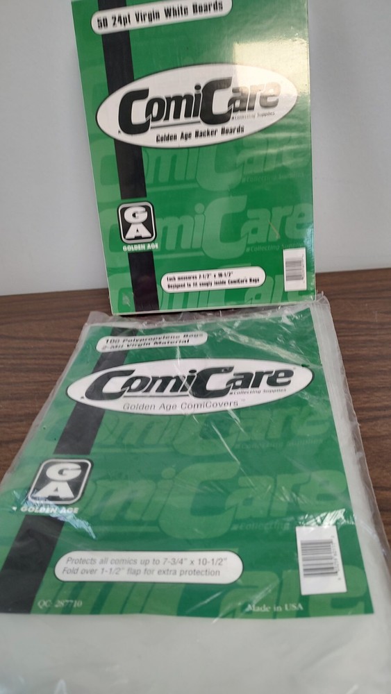 100 GA Comicare Comic Bags Polypropylene and 50 Comic Backing Boards
