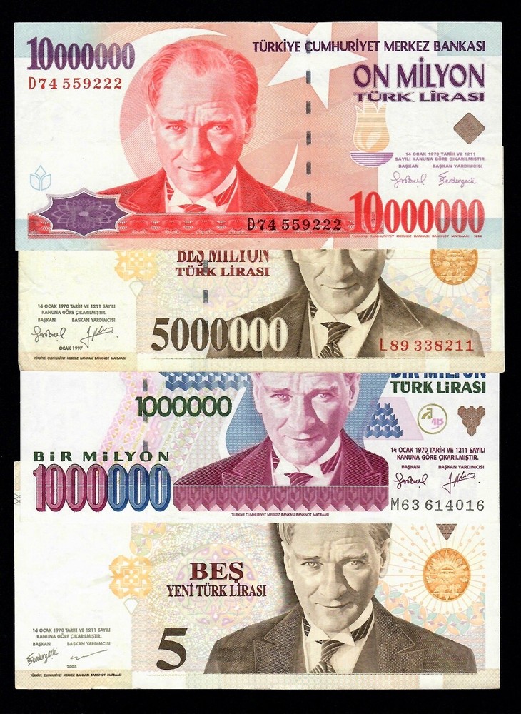 Turkey LOT  4 NOTES  1992 - 2005
