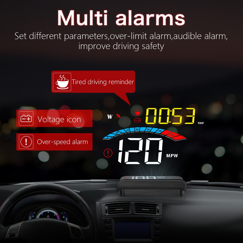 M16 Car HUD Windshield Speed Projector GPS Speedometer Overspeed Alarm System