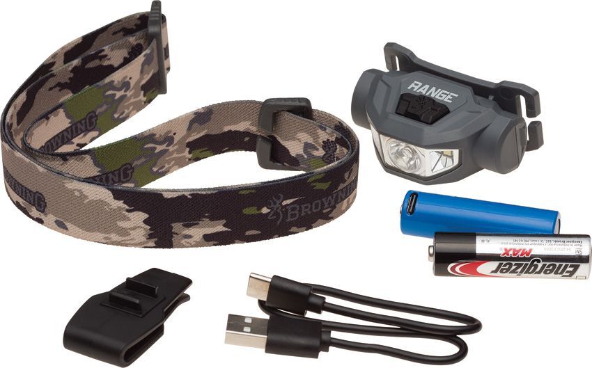 Browning Range LED Headlamp 250 lm Lightweight Compact Memory Wide Angle Plus