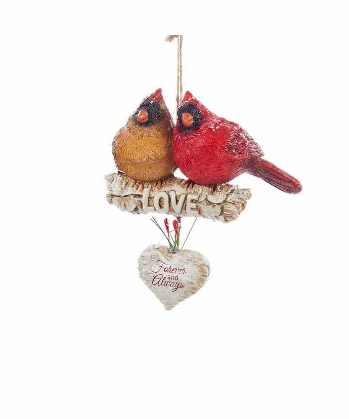 LOVE Perched CARDINAL COUPLE Christmas Ornament, Forever & Always, by Kurt Adler