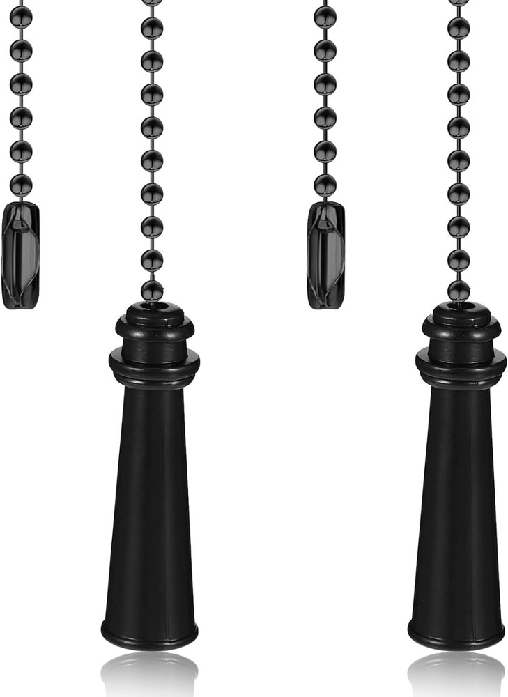 2 Pcs Metal Ceiling Fan Pull Chain Set, Black Extension with...