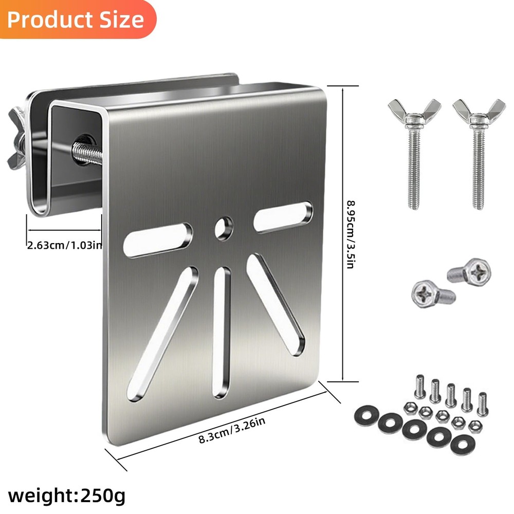 2 Pack Gutter Mount for Eufy Solocam S340/E30, Stainless Steel Silvery2