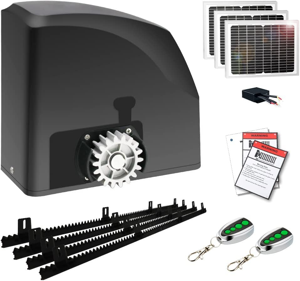 Electric Gate Operator Battery Powered with Solar Panel Remote Control Kit
