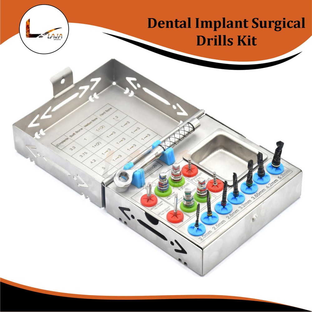 Dental Implant Surgical Drills Kit Basic Tools Ratchet Hex Drivers Parallel Pins