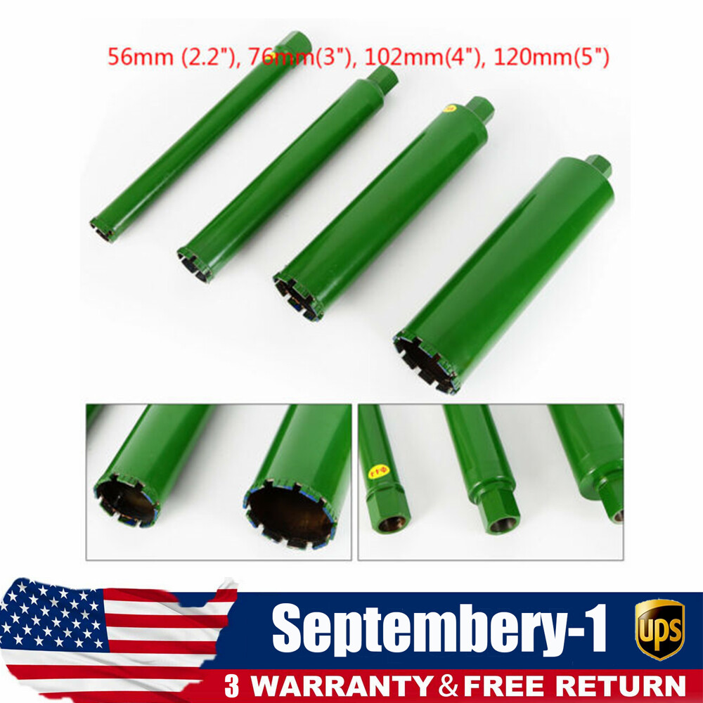 Core Drill Set Wet Diamond Concrete Core Drill Bit 4 Size 2.2"/3"/4"/5" Thread