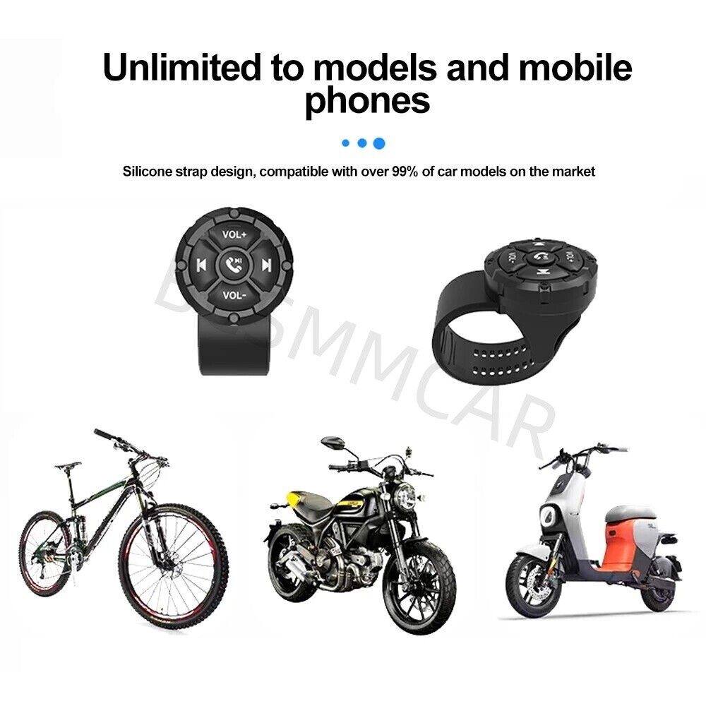 Bluetooth Wireless Remote Button Media Controller For Motorcycle Handlebar Mount