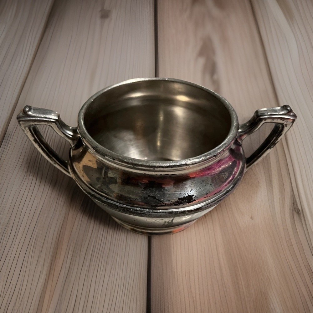 Vintage Silver Plated Sugar Bowl – No Lid – 9 oz – Classic Tableware
