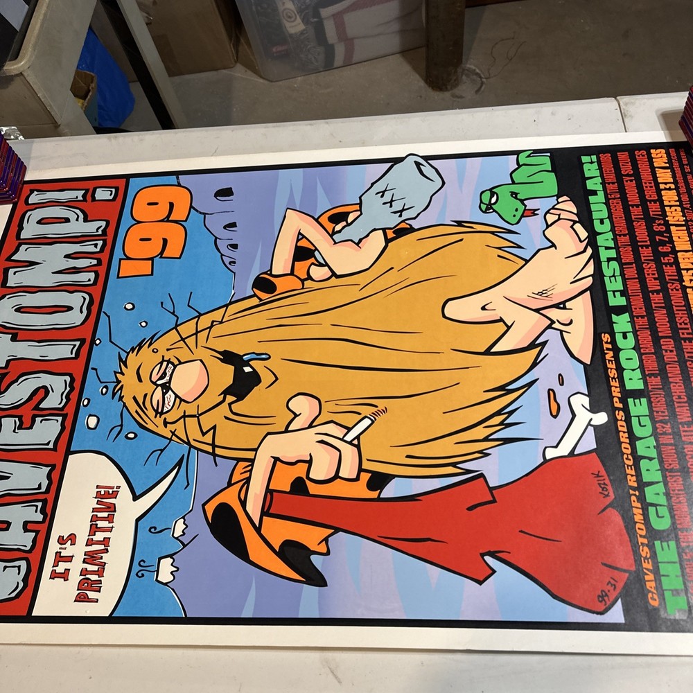 Cavestomp! ‘99 Poster Frank Kozik Captain Caveman Cavestomp Records 35x22.5