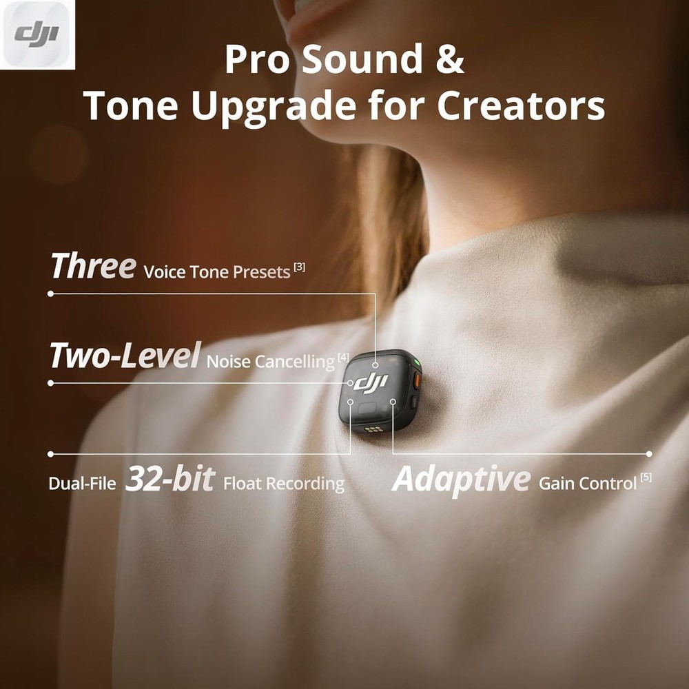 DJI Mic 2 (2TX + 1RX + ChargingCase) Advanced Mini Wireless Microphone