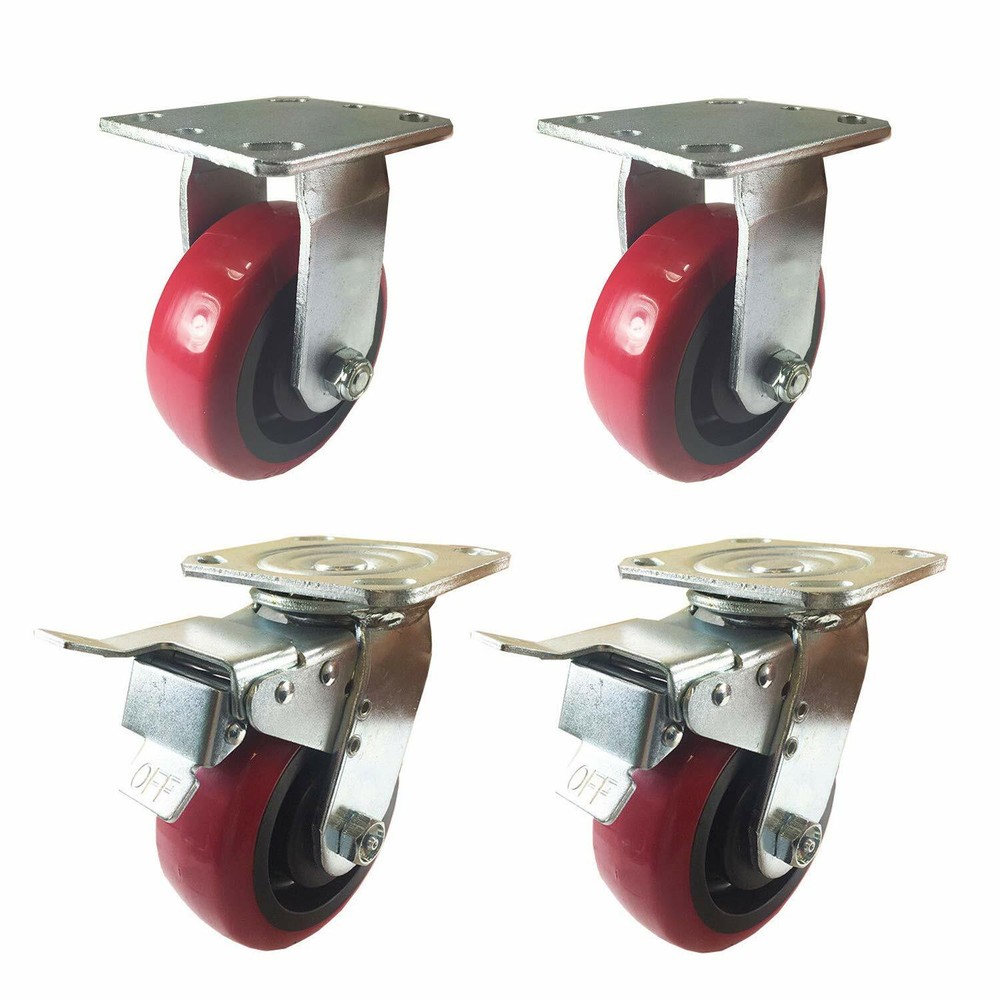 Total Lock Brake Caster Set Polyurethane 4" 6"