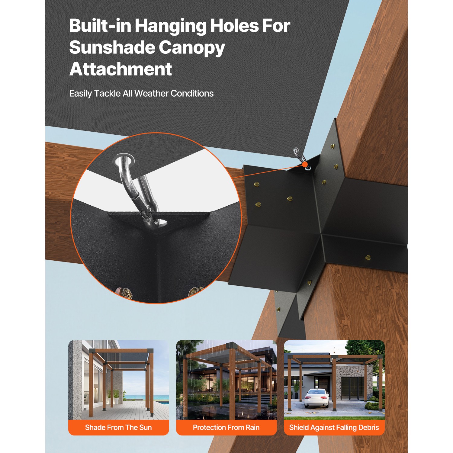 Uimoso 4x4 Pergola Bracket Kit 3.5x3.5 Inner, 3- & 4-Way Brackets with Bases