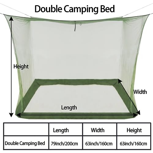 EDSRDLUZ Premium Rectangular Camping Mosquito Net, Double (79” x 63” x 63”)