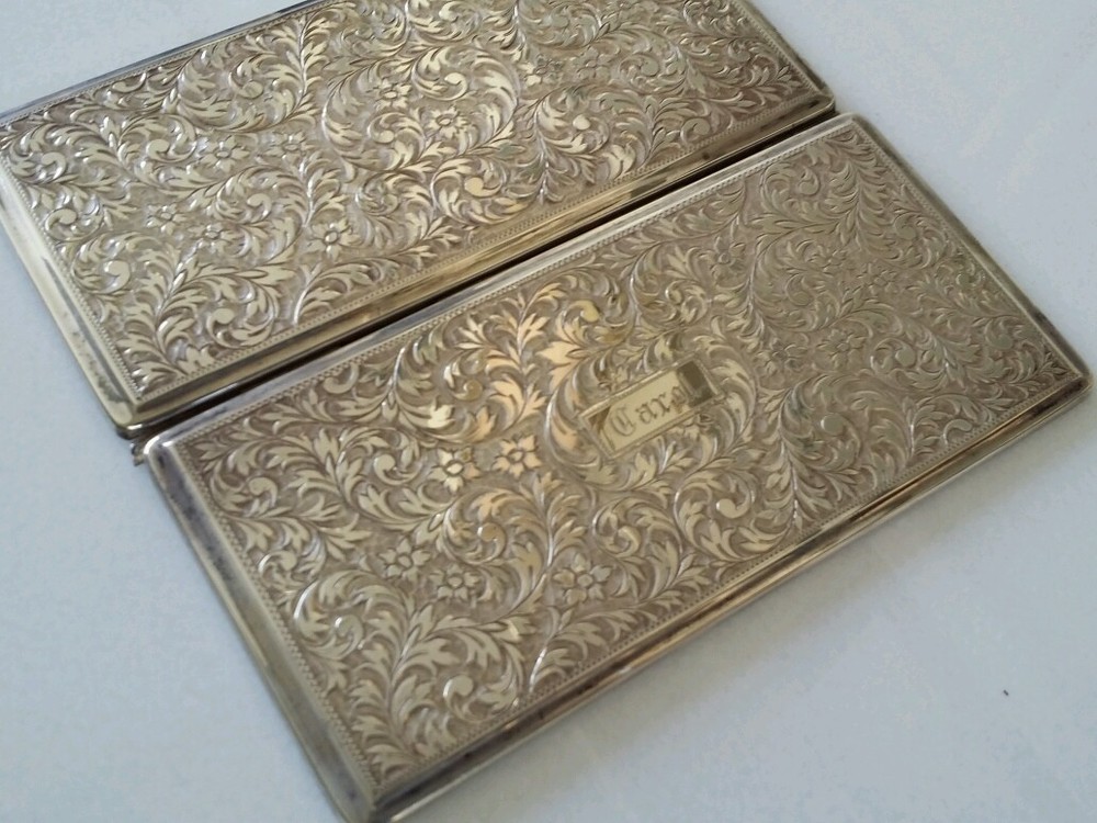 SUPERB ANTIQUE STERLING CIGARETTE CASE - MINT CONDITION - TRICK OPENING