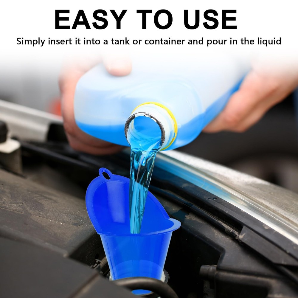 Long-Neck Oil Funnel for Automotive – Multi-Function Plastic Blue (1-Pack)