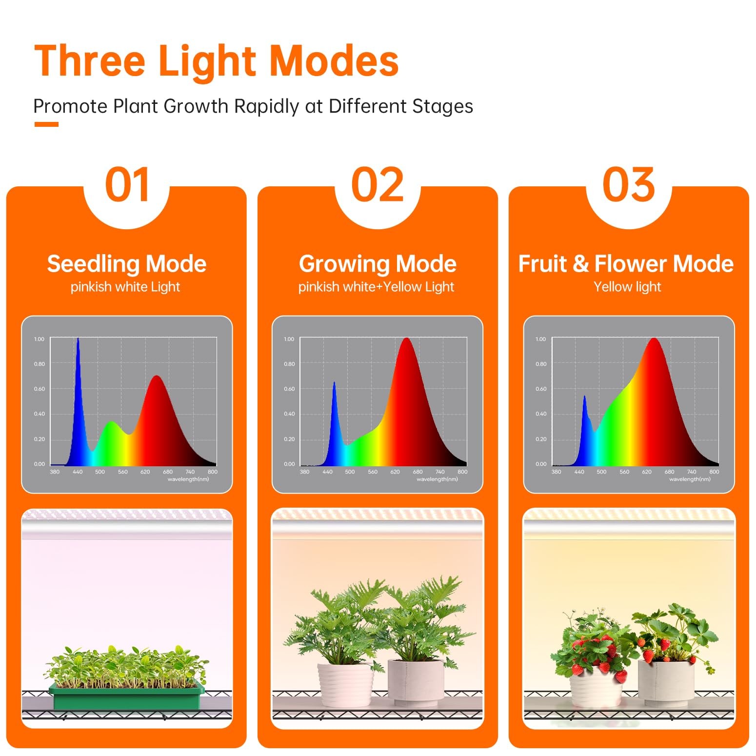 Bstrip Plant Shelf with Grow Lights, 4-Tier Light 30W Yellow