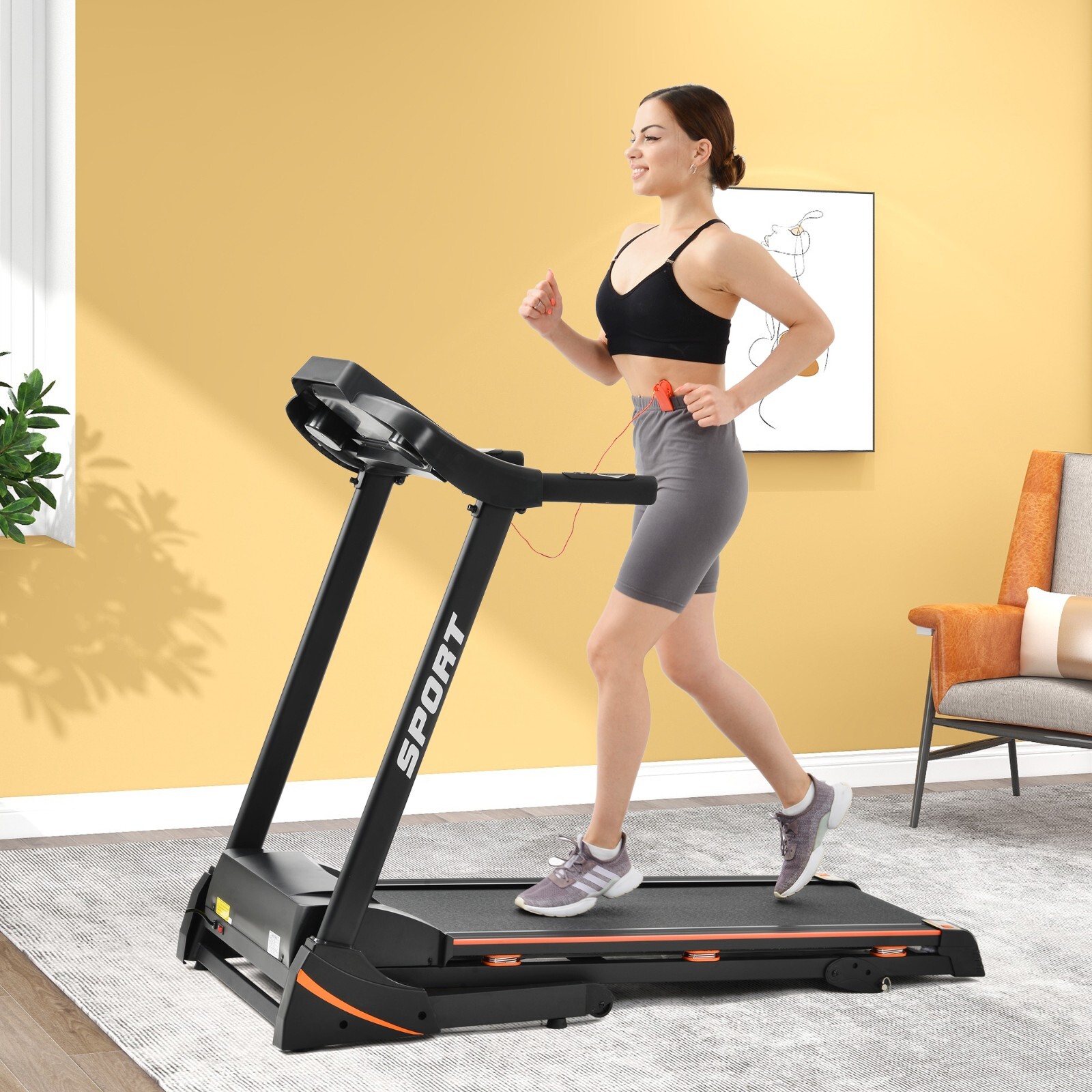 3.25HP Folding Treadmill with Incline Running Machine Adjustable Speed for Home