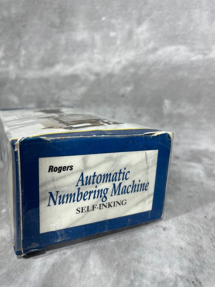Vintage Rogers Automatic Numbering Machine Self Inking Original Box