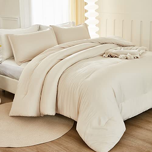 Full Size Comforter Sets 3 Pieces Boho Lightweight Full (79"x90") Beige
