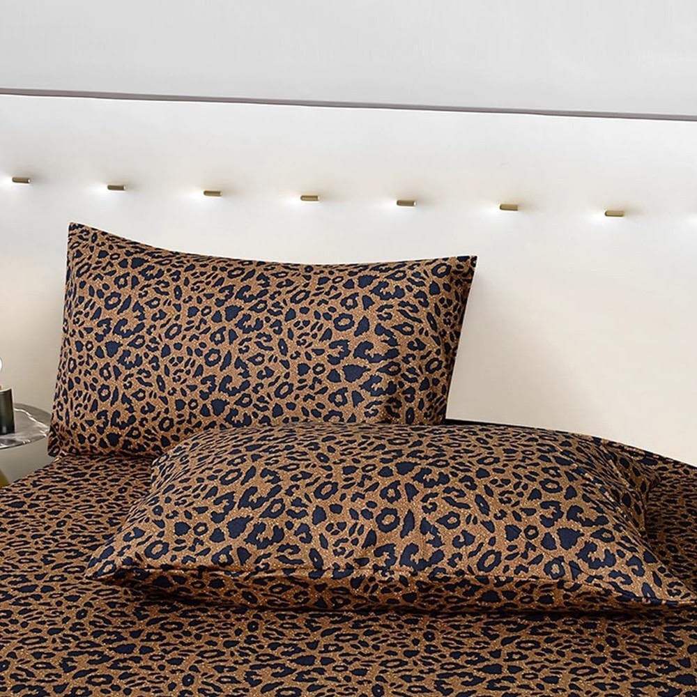 100% Soft Microfiber Leopard Pattern Fitted Bed 15" Deep Pocket Queen Size-1 ...
