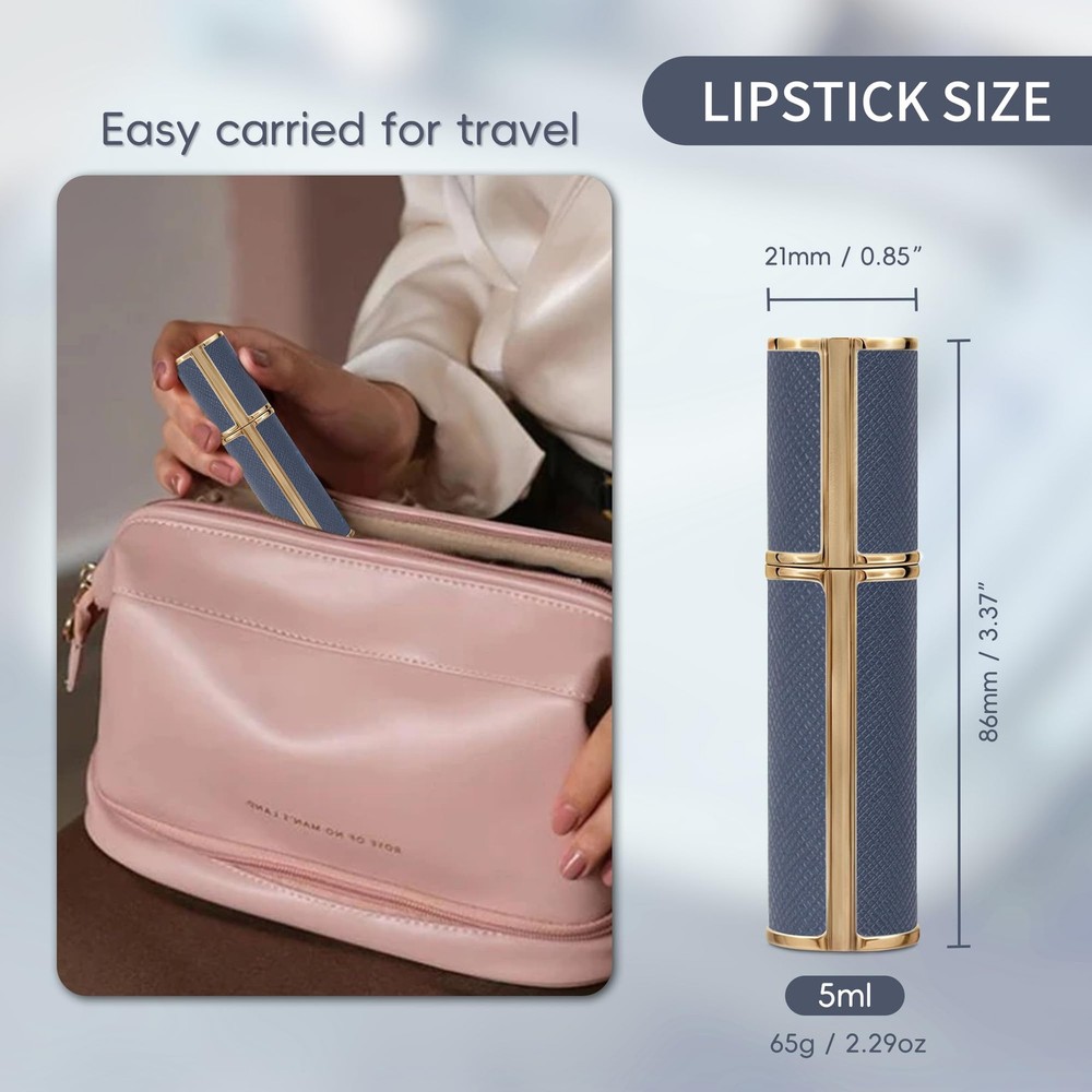 Perfume Atomizer 5ml Leather Refillable Spray Bottle for Travel Black Case