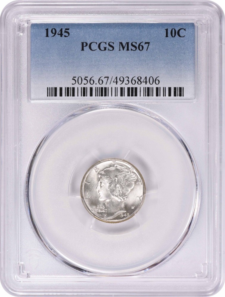 1945 Mercury Silver Dime MS67 PCGS