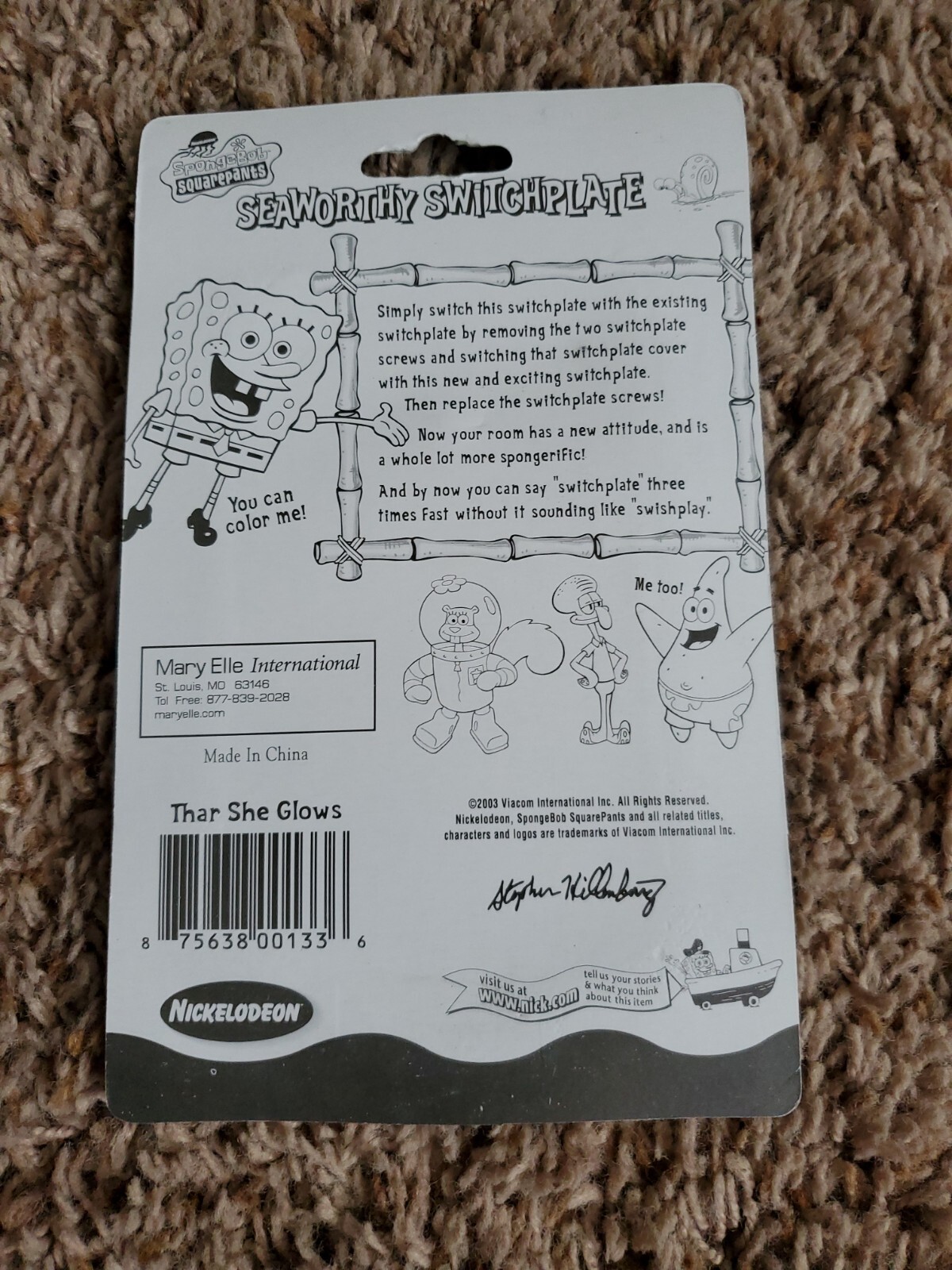 New Nickelodeon Spongebob Squarepants Switchplate Light Switch Cover Thar She...