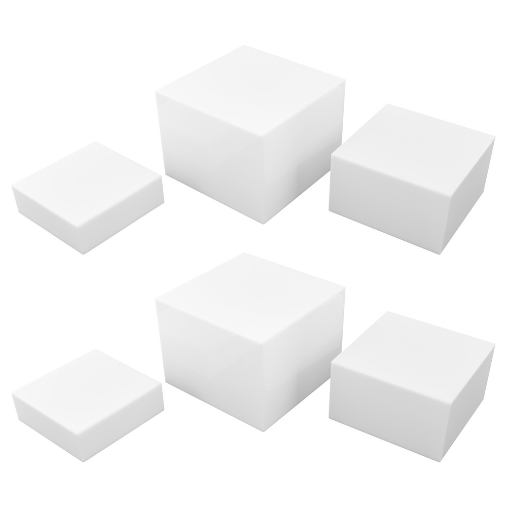 6Pcs White Rectangular Display Stands Pmma Tabletop Stands Three Sizes 11.02Lbs