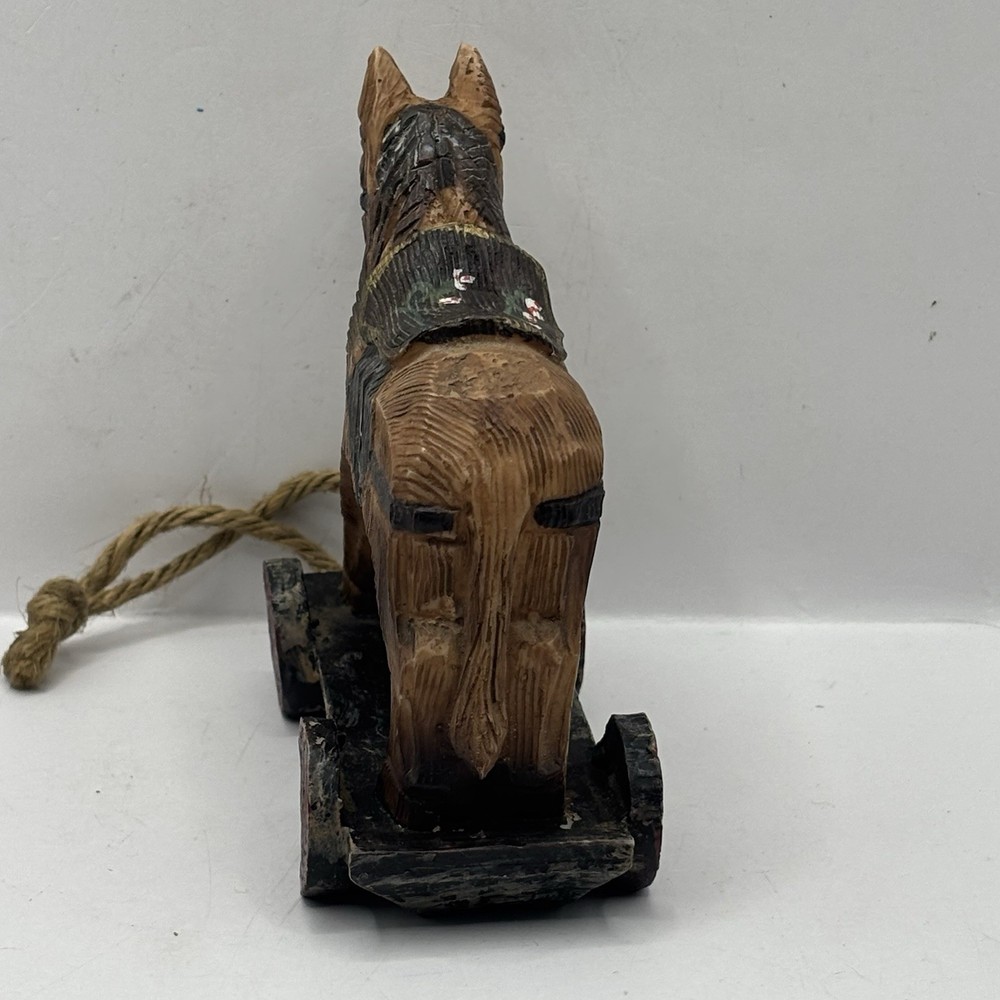 VTG Miniature Horse Pull Toy Primitive Rustic Decor 5”