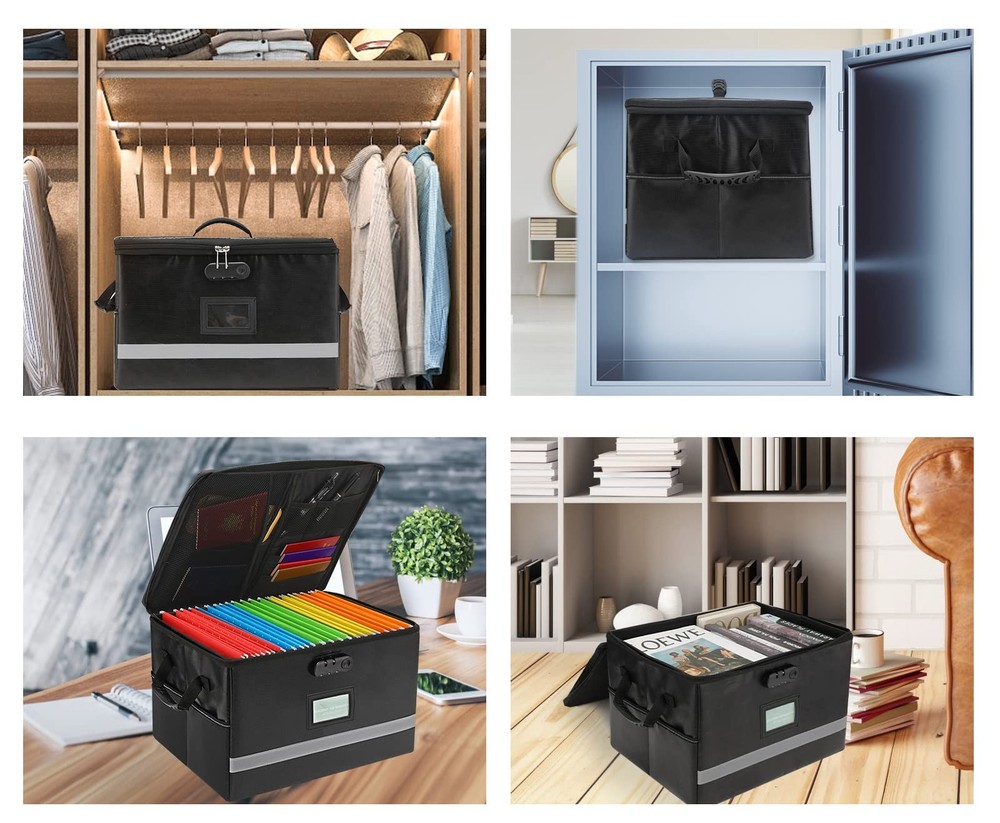 EXLIFBAG File Organizer, Fireproof File Box with Lids, Important Document Org...