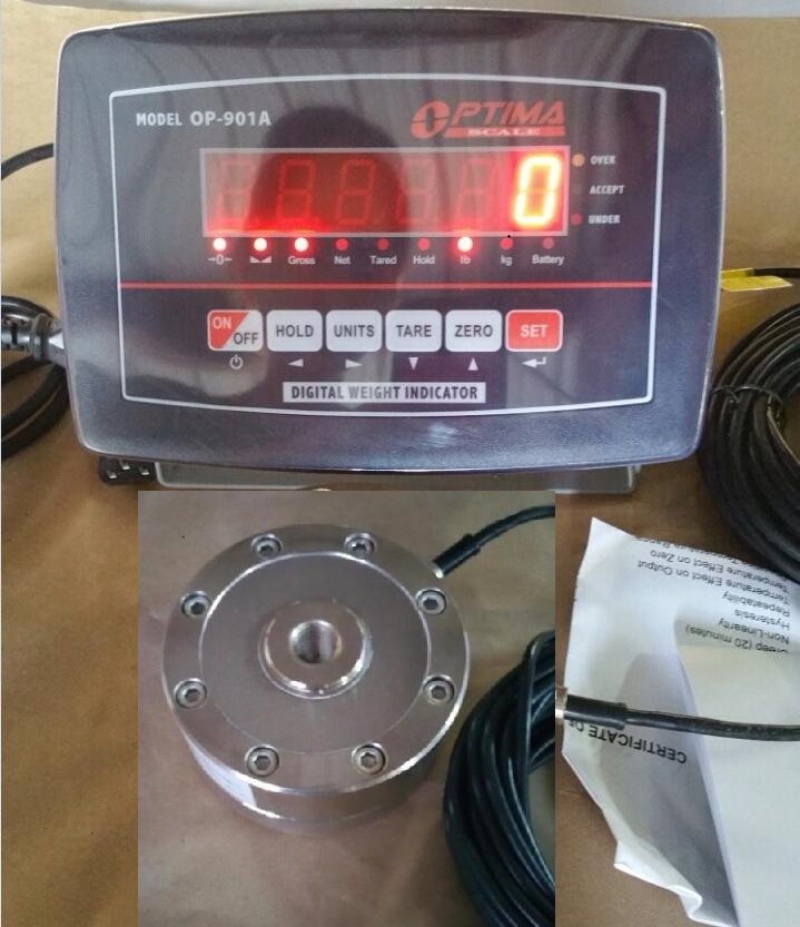 Compression Scale 3000 x 1 lb with Low profile Load cell, Indicator Portable