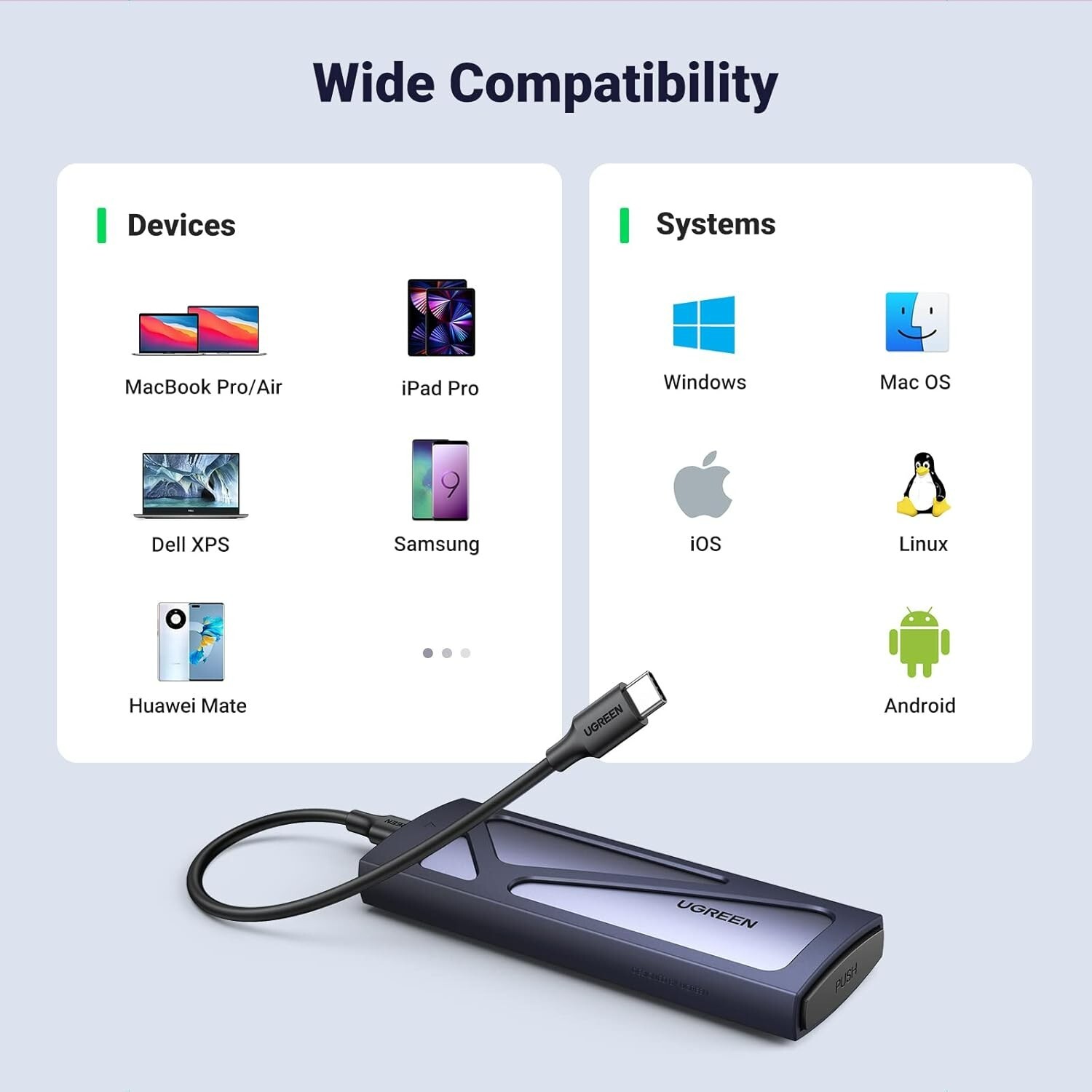 UGREEN M.2 NVMe SSD Enclosure SATA 10Gbps Dual Protocol USB Type C 3.2