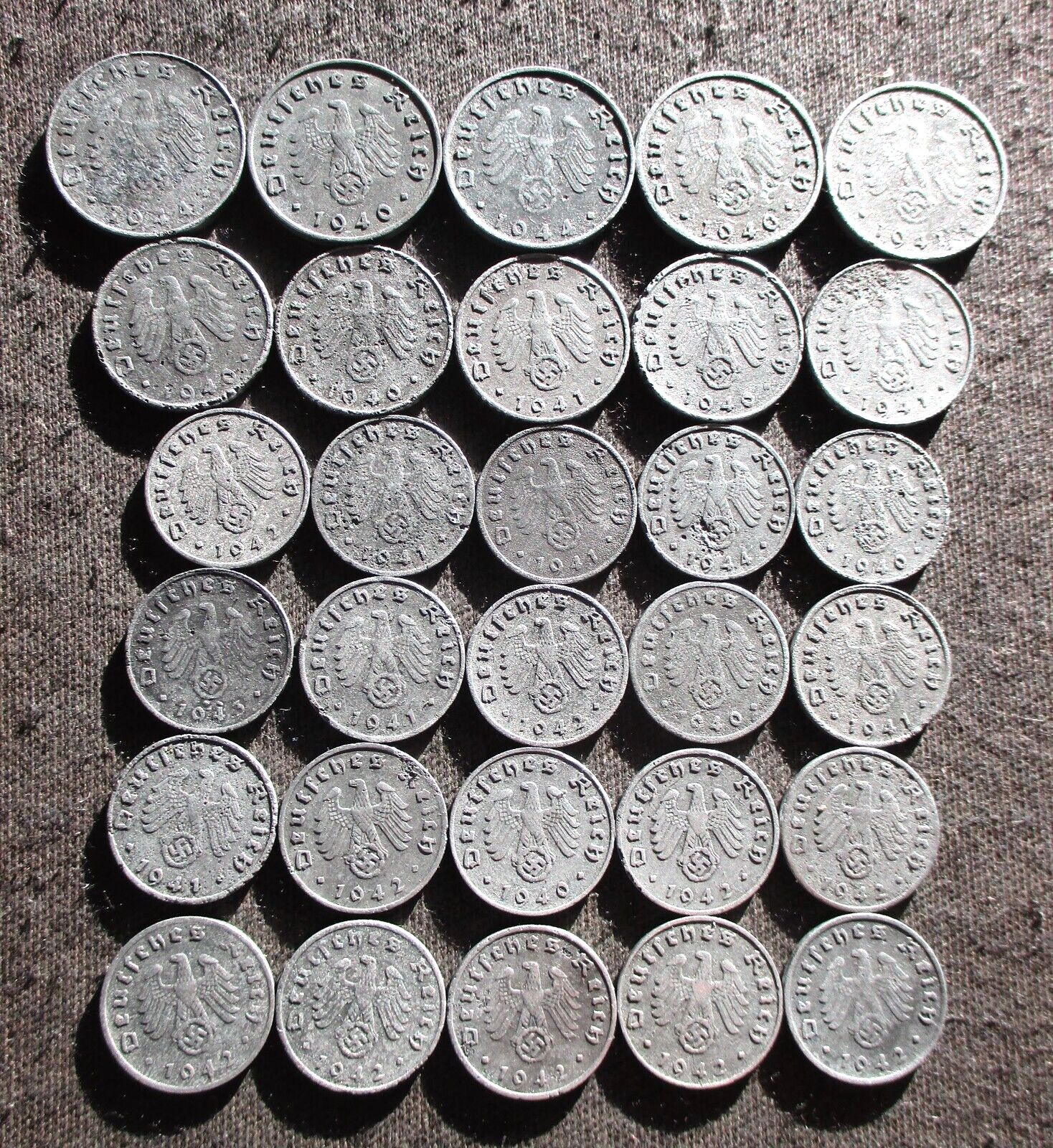 BIG LOT AUTHENTIC OLD COINS OF THIRD REICH NAZI GERMANY (1940-1944) WORLD WAR II