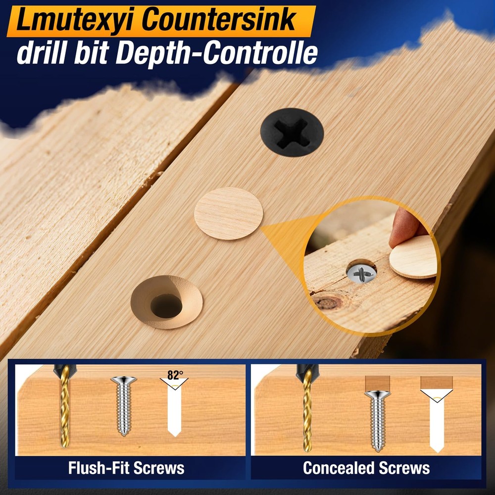 Lmutexyi Countersink Drill Bit Set, 11pcs Bits#4, #6, #8,...