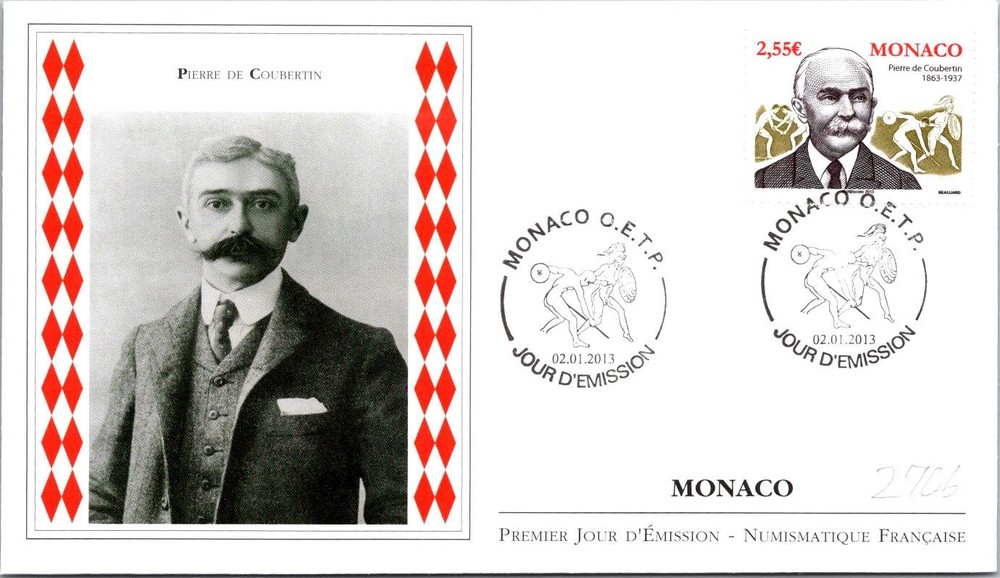 Monaco SC# 2706 FDC 2013 Pierre De Coubertin - A03052