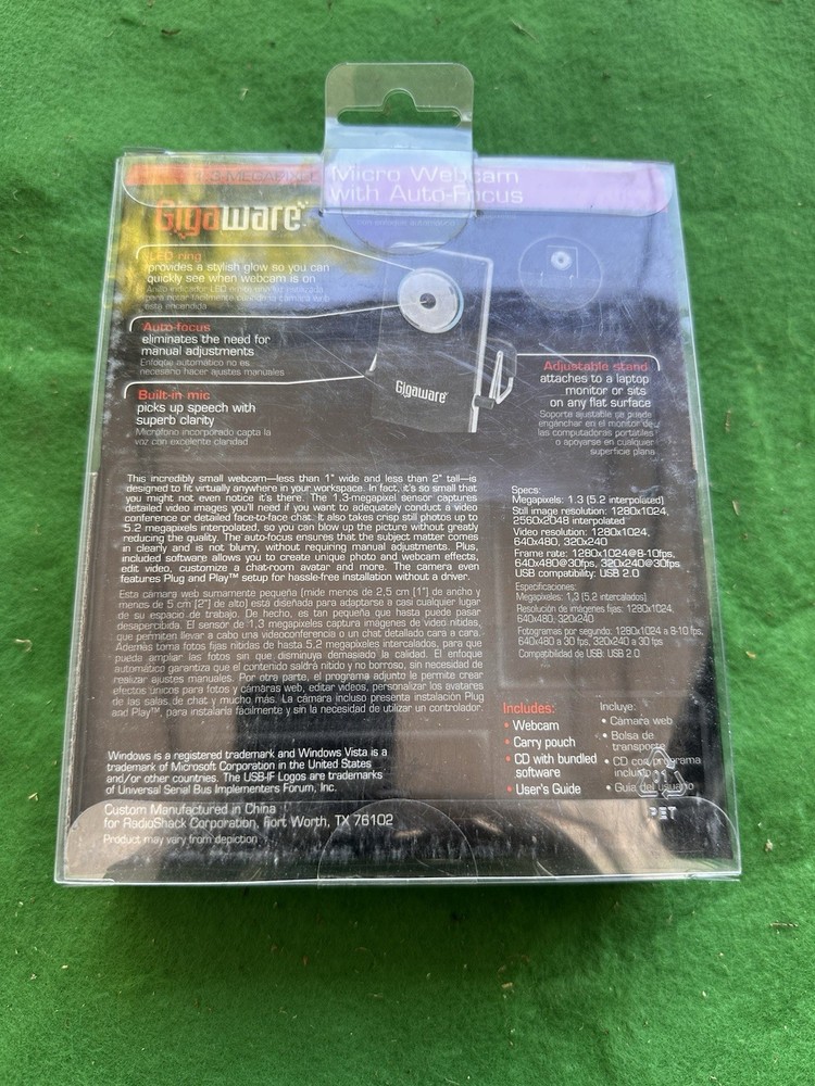 Gigaware Micro Webcam with Auto-Focus 1.3-Megapixel USB New Camera Web Cam