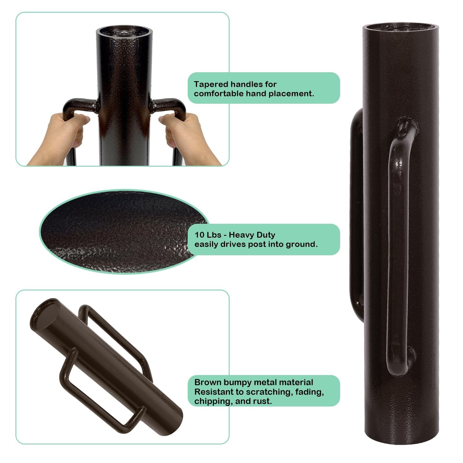 MIXXIDEA 11LB T Post Driver Heavy Duty Fence Post Driver Post Pounder with Ha...