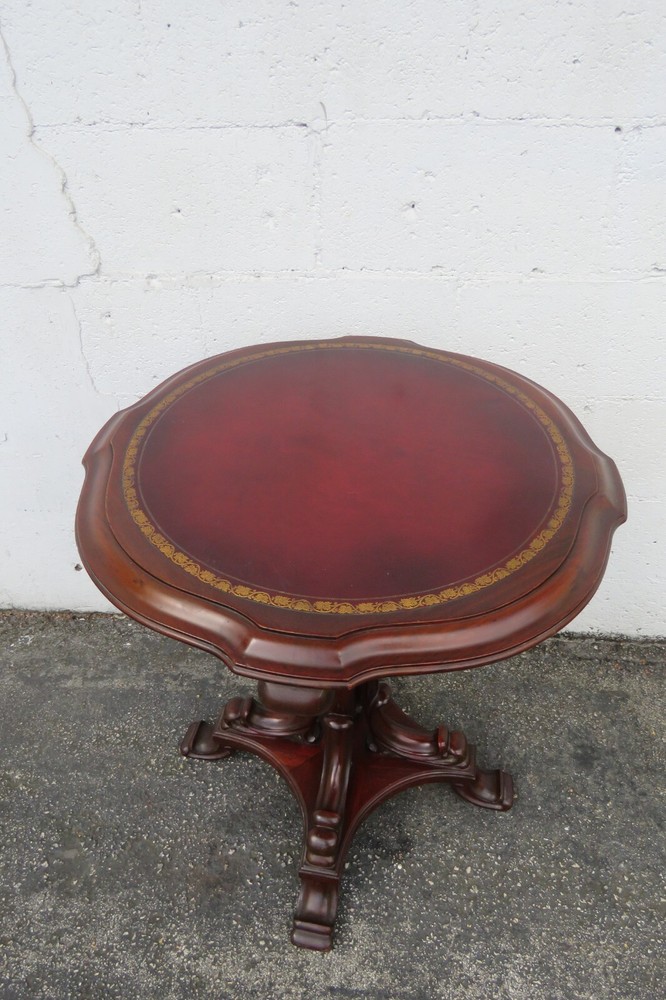 Mahogany Cherry Leather Top Side End Table 5956