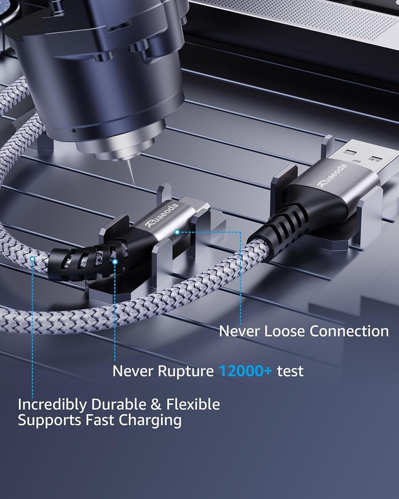 Micro USB Cable Android Charger 6ft 2PACK PS4 2Pack 6ft, nylon braid
