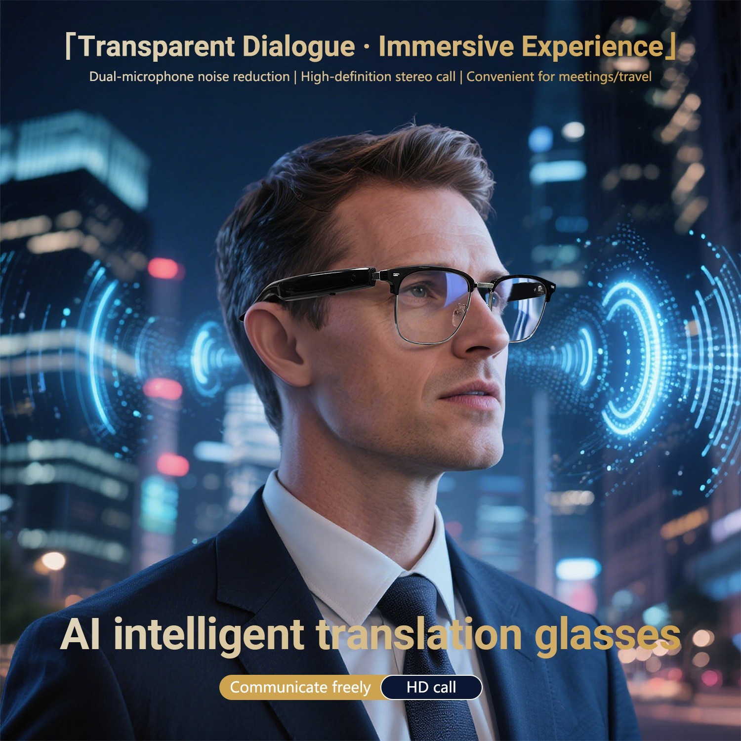 Smart Glasses AI Bluetooth Call Glasses Audio Translation for Men and Women Work