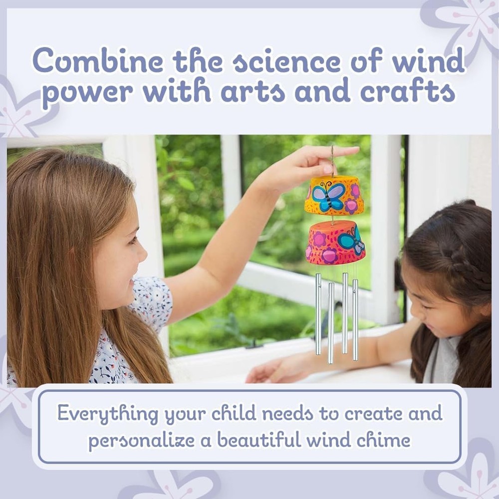 4M Make A Wind Chime Kit - Arts & Crafts Construct & Paint A Wind Powered Mus...